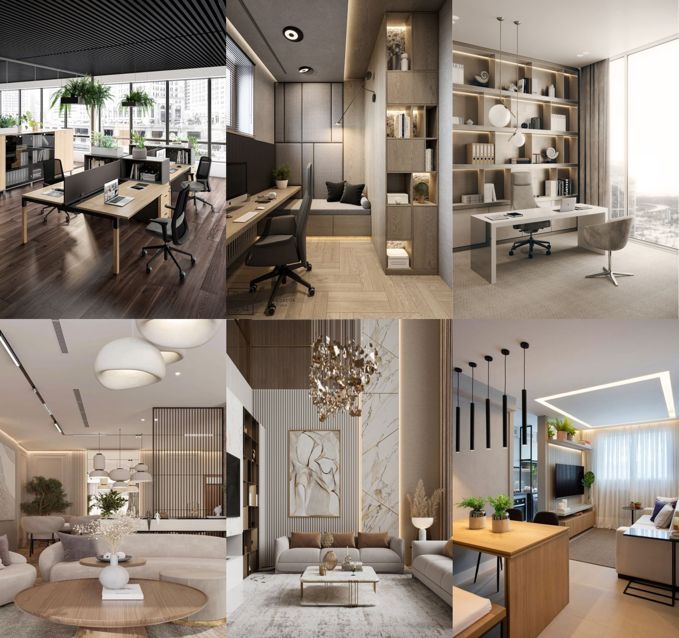 contoh design interior kantor dan ruang tamu living room di bogor