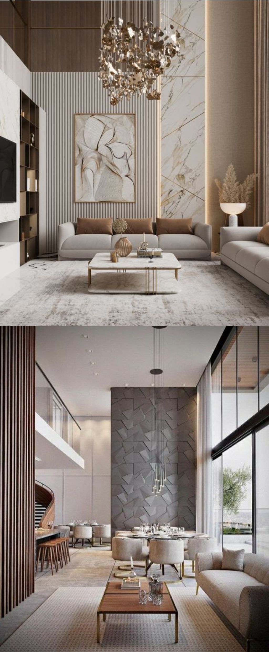 Design Interior Ruang Tamu ( Livingroom ) Minimalis Modern Putih aksen Gold Mewah